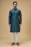 Buy_Arihant Rai Sinha_Green Jacquard, Silk, Brocade Embroidery Sunrise Fleur Woven Kurta _Online_at_Aza_Fashions