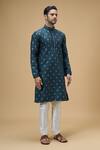 Arihant Rai Sinha_Green Jacquard, Silk, Brocade Embroidery Sunrise Fleur Woven Kurta _at_Aza_Fashions