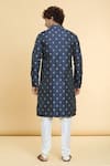 Shop_Arihant Rai Sinha_Blue Jacquard, Silk, Brocade Embroidery Sunrise Blossom Woven Kurta _at_Aza_Fashions