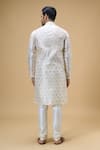 Shop_Arihant Rai Sinha_Cream Jacquard, Silk Embroidery Bloom Swerve Motif Woven Kurta _at_Aza_Fashions