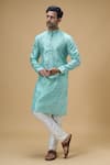 Buy_Arihant Rai Sinha_Green Jacquard, Silk Embroidery Crest Motif Woven Kurta _at_Aza_Fashions