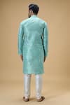 Shop_Arihant Rai Sinha_Green Jacquard, Silk Embroidery Crest Motif Woven Kurta _at_Aza_Fashions