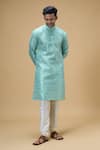 Buy_Arihant Rai Sinha_Green Jacquard, Silk Embroidery Crest Motif Woven Kurta _Online_at_Aza_Fashions