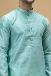 Shop_Arihant Rai Sinha_Green Jacquard, Silk Embroidery Crest Motif Woven Kurta _Online_at_Aza_Fashions