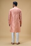 Shop_Arihant Rai Sinha_Peach Jacquard Banarasi Silk Woven Wildblossom Kurta With Churidar_at_Aza_Fashions