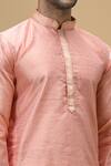 Arihant Rai Sinha_Peach Jacquard Banarasi Silk Woven Wildblossom Kurta With Churidar_at_Aza_Fashions