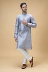 Buy_Arihant Rai Sinha_Grey Jacquard Banarasi Silk Woven Ray Bloom Kurta_at_Aza_Fashions