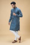 Buy_Arihant Rai Sinha_Blue Jacquard Banarasi Silk Woven Spade Bloom Kurta _Online_at_Aza_Fashions