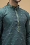 Arihant Rai Sinha_Green Jacquard Banarasi Silk Woven Spade Blossom Kurta _at_Aza_Fashions