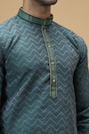 Arihant Rai Sinha_Green Jacquard, Silk, Cotton Chevron Blossom Woven Kurta With Churidar _at_Aza_Fashions