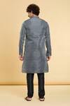 Shop_Arihant Rai Sinha_Black Jacquard, Silk Embroidery Chevron Fleur Woven Kurta With Churidar _at_Aza_Fashions