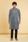 Arihant Rai Sinha_Black Jacquard, Silk Embroidery Chevron Fleur Woven Kurta With Churidar _Online_at_Aza_Fashions