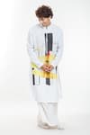 Buy_Anamika Khanna_White Linen Printed Abstract Kurta _Online_at_Aza_Fashions