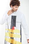 Shop_Anamika Khanna_White Linen Printed Abstract Kurta _Online_at_Aza_Fashions