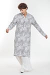 Shop_Anamika Khanna_Multi Color Linen Printed Abstract Fleur Kurta _Online_at_Aza_Fashions