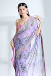 Anushree Reddy_Purple Chiffon Printed Floral Saree With Unstitched Blouse Piece_at_Aza_Fashions