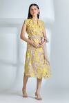 Buy_Anushree Reddy_Pink Organza Embroidered Floral Dress Exaggerated Lapel Cyra Blazer _Online_at_Aza_Fashions