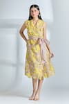 Shop_Anushree Reddy_Pink Organza Embroidered Floral Dress Exaggerated Lapel Cyra Blazer _Online_at_Aza_Fashions