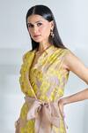 Anushree Reddy_Pink Organza Embroidered Floral Dress Exaggerated Lapel Cyra Blazer _at_Aza_Fashions