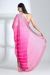 Shop_Anushree Reddy_Pink Chiffon Embroidered Sequins Lined Saree With Unstitched Blouse Piece _at_Aza_Fashions