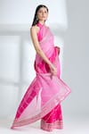 Shop_Anushree Reddy_Pink Chiffon Embroidered Sequins Lined Saree With Unstitched Blouse Piece _Online_at_Aza_Fashions