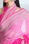 Anushree Reddy_Pink Chiffon Embroidered Sequins Lined Saree With Unstitched Blouse Piece _at_Aza_Fashions