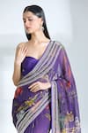 Buy_Anushree Reddy_Purple Chiffon Printed Floral Saree With Unstitched Blouse Piece _Online_at_Aza_Fashions