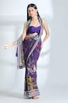 Anushree Reddy_Purple Chiffon Printed Floral Saree With Unstitched Blouse Piece _at_Aza_Fashions