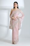 Buy_Anushree Reddy_Pink Organza Embroidered Floral Thithli Saree With Unstitched Blouse Piece _Online_at_Aza_Fashions