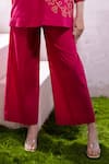 Buy_The White Tree Studio_Magenta Organic Cotton Poplin Embroidery Raysa Floral Top And Flared Pant Set _Online_at_Aza_Fashions