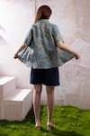 Shop_The White Tree Studio_Blue Top Organic Cotton Voile Block Printed Giggly Yara Shirt And Shorts Set _at_Aza_Fashions