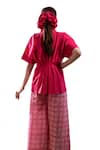 Shop_The White Tree Studio_Magenta Organic Cotton Poplin Embroidery Uzuri Patchwork Top And Flared Pant Set _Online_at_Aza_Fashions