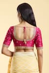 Shop_Samyukta Singhania_Magenta Mulberry Silk Embroidery Ditsy Floret Round Neck Blouse _at_Aza_Fashions