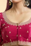 Samyukta Singhania_Magenta Mulberry Silk Embroidery Ditsy Floret Round Neck Blouse _at_Aza_Fashions