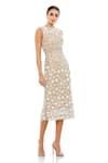 Buy_Mac Duggal_Ivory Polyester Hand Embroidered Flowers Round Midi Dress _at_Aza_Fashions