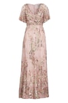 Buy_Mac Duggal_Beige Polyester Hand Embroidered Floral V Neck Gown_Online_at_Aza_Fashions