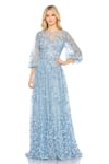 Buy_Mac Duggal_Blue Polyester Hand Embroidered Leaf Round Gown _at_Aza_Fashions