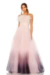 Buy_Mac Duggal_Pink Polyester Feather Strapless Ombre Gown _at_Aza_Fashions