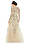 Shop_Mac Duggal_Beige Polyester Hand Embellishment Floral High Neck Gown _at_Aza_Fashions