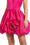 Mac Duggal_Pink Satin Solid Halter Neck Bubble Hem Short Dress _Online_at_Aza_Fashions