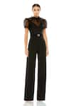 Buy_Mac Duggal_Black Crepe Solid High Neck Illusion Jumpsuit _at_Aza_Fashions