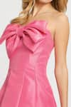 Mac Duggal_Pink Crepe Solid Straight Strapless Short Dress _Online_at_Aza_Fashions