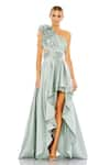 Buy_Mac Duggal_Grey Polyester Ruffles Asymmetric Side Cut Out Gown _at_Aza_Fashions