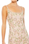 Mac Duggal_Beige Polyester Embellished Floral Scoop Neck Crystal Dress _Online_at_Aza_Fashions