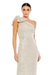 Mac Duggal Silver Polyester Bows Asymmetric Applique Sequin Embellished Gown Online at Aza Fashions Mac Duggal_Silver Polyester Bows Asymmetric Applique Sequin Embellished Gown _Online_at_Aza_Fashions