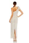 Shop Mac Duggal Silver Polyester Bows Asymmetric Applique Sequin Embellished Gown at Aza Fashions Shop_Mac Duggal_Silver Polyester Bows Asymmetric Applique Sequin Embellished Gown _at_Aza_Fashions