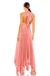 Shop_Mac Duggal_Pink Satin Plain Criss Cross Asymmetric Gown _at_Aza_Fashions