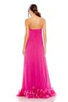 Shop_Mac Duggal_Pink Chiffon Applique Floral Straight Neck Hem Gown _at_Aza_Fashions