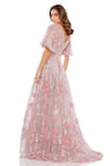 Shop_Mac Duggal_Pink Polyester Applique Floral V Neck Vintage Embroidered Gown _at_Aza_Fashions