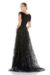 Shop_Mac Duggal_Black Net Embroidery Floral Round Neck Tonal Hand Embellished Gown _at_Aza_Fashions
